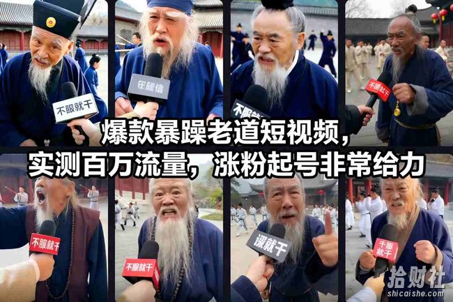 爆款暴躁老道短视频，实测百万流量，涨粉起号非常给力