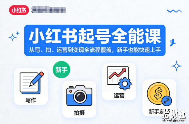 小红书起号全能课,从写、拍、运营到变现全流程覆盖,新手也能快速上手