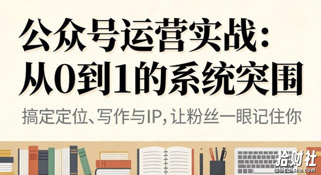 公众号运营实战,从定位到变现的全流程,从0到1的系统突围