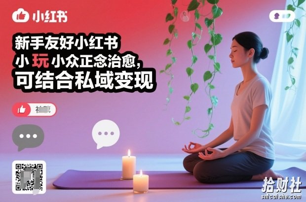 新手友好小红书小众正念治愈,玩法简单,可结合私域变现