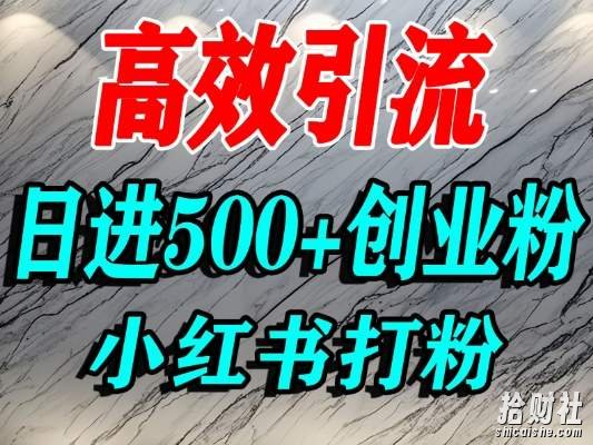 怎么打创业粉？小红书预算3000项目推荐引流精准创业粉，单人操作日引500+精准创业粉