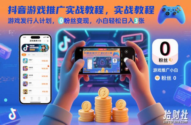 抖音游戏推广实战教程,游戏发行人计划,0粉丝变现,小白轻松日入3张