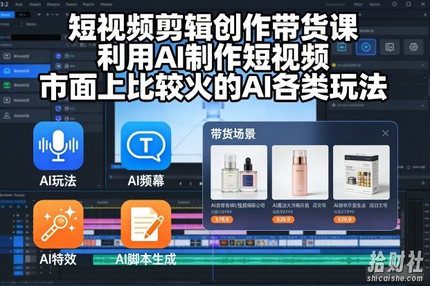 短视频剪辑创作带货课，利用AI制作短视频，市面上比较火的AI各类玩法