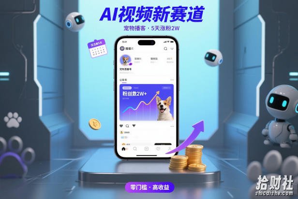 AI视频新赛道，宠物播客仅注册5天涨粉2W，收益非常可观