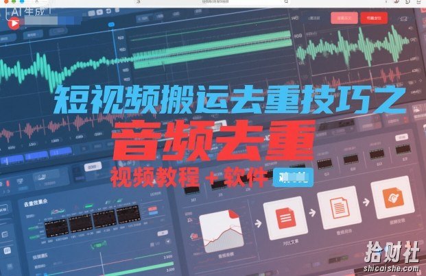 短视频搬运去重技巧之音频去重，视频教程+软件