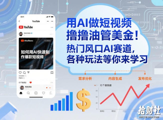 用AI做短视频撸油管美金,热门风口AI赛道,你不做我做,各种玩法等你来学习