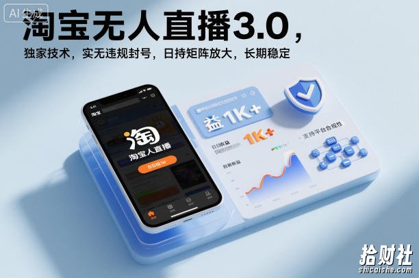 淘宝无人直播3.0,独家技术,实无违规封号,日收益1k+,支持矩阵放大,长期稳定【揭秘】