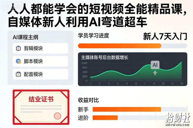 人人都能学会的短视频全能精品课,自媒体新人利用AI弯道超车