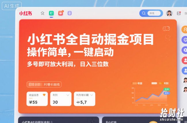 小红书全自动掘金项目，操作简单，一键启动，多号即可放大利润，日入三位数【揭秘】