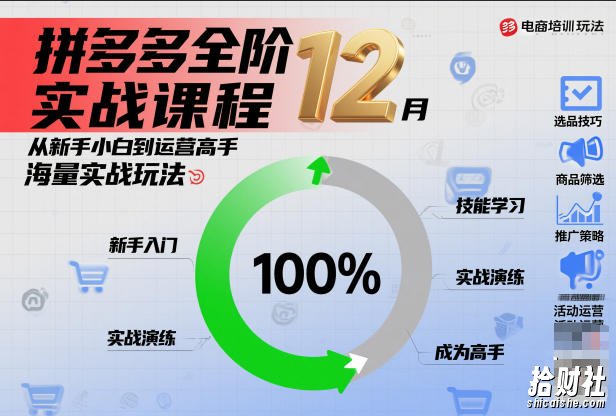 拼多多全阶实战课程12月,从新手小白到运营高手,海量实战玩法
