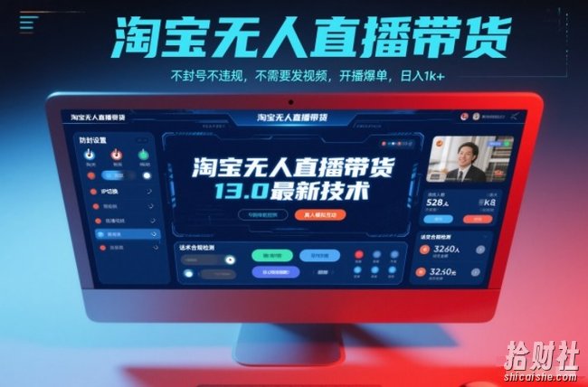 淘宝无人直播带货13.0最新技术,不封号不违规,不需要发视频,开播爆单,日入1k+【揭秘】