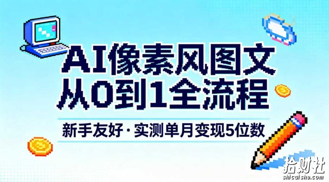 AI像素风图文从0到1全流程，新手友好，实测单月变现5位数