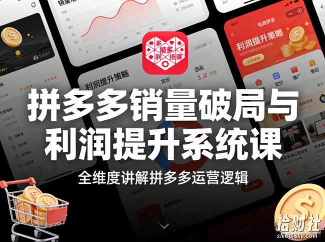 拼多多销量破局与利润提升系统课,全维度讲解拼多多运营逻辑