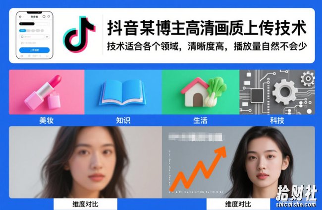 抖音某博主视频高清画质上传技术,技术适合各个领域,清晰度高,播放量自然不会少