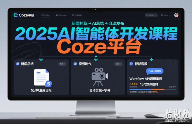 2025AI智能体开发课程,系统掌握Coze平台,亲手搭建新闻总结、视频制作、智能客服等自动化工作流