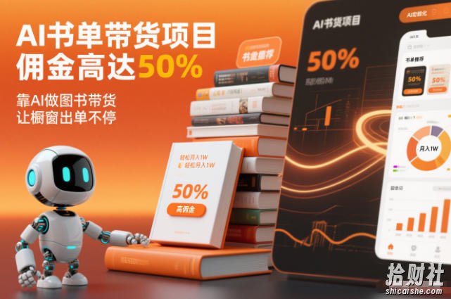 AI书单带货项目,佣金高达50%,靠AI做图书带货,让橱窗出单不停,轻松月入1W