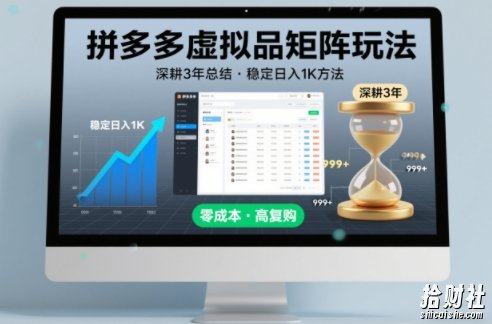 深耕3年之久总结,拼多多虚拟品矩阵玩法,稳定日入1K方法【揭秘】