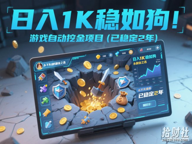 日入1K稳如狗!游戏自动挖金项目(已稳定2年),永不失业的副业之选【揭秘】