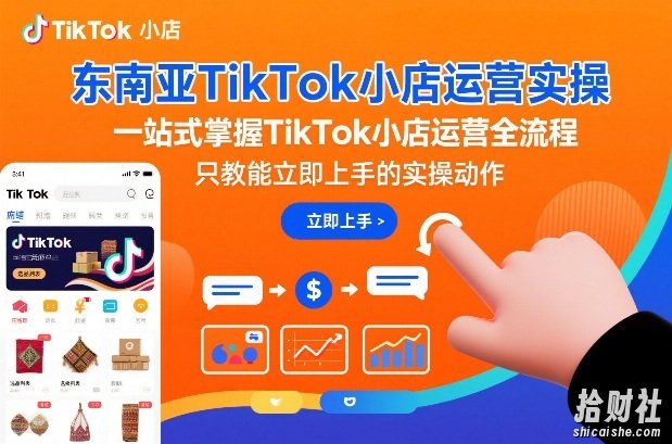 东南亚TikTok小店运营实操,一站式掌握TikTok小店运营全流程,只教能立即上手的实操动作