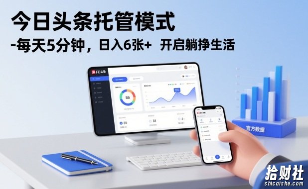 今日头条托管模式，每天5分钟，日入6张+，开启躺挣生活【揭秘】
