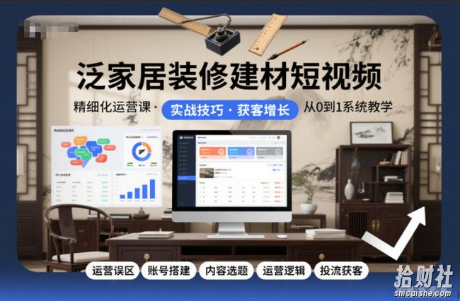 泛家居装修建材短视频精细化运营课,运营误区+账号搭建+内容选题+运营逻辑+投流获客