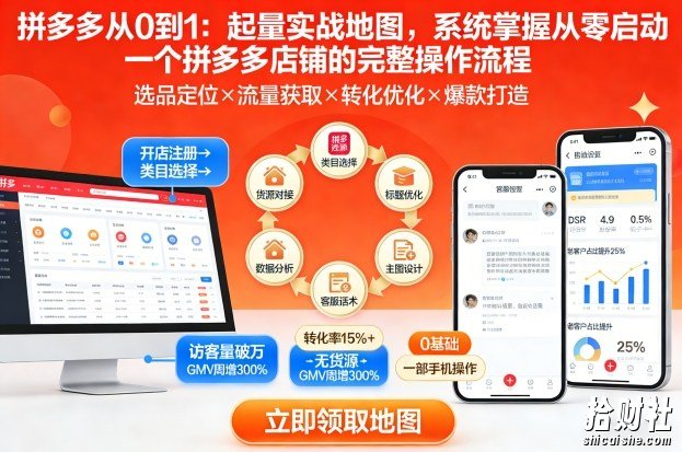拼多多从0到1:起量实战地图,系统掌握从零启动一个拼多多店铺的完整操作流程