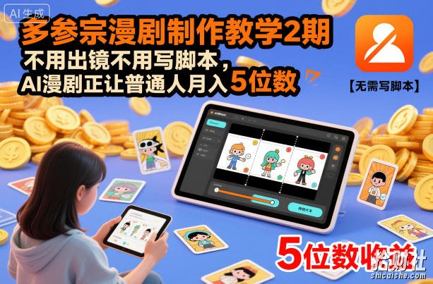 多参宗漫剧制作教学2期，不用出镜不用写脚本，AI漫剧正让普通人月入5位数（更新）