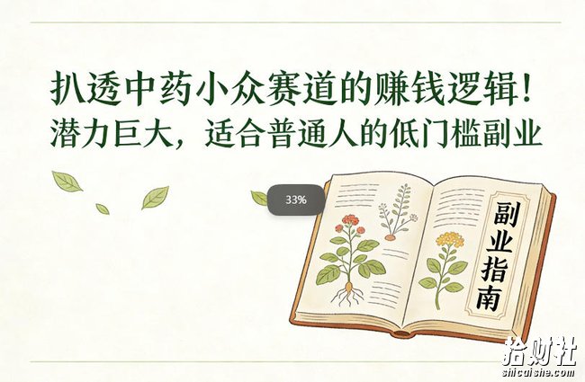扒透中药小众赛道的賺米逻辑，潜力巨大，适合普通人的低门槛副业