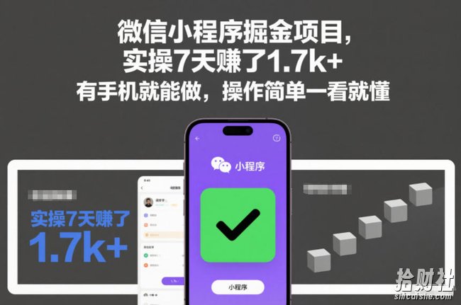 微信小程序掘金项目,实操7天賺了1.7k+,有手机就能做,操作简单一看就懂【揭秘】