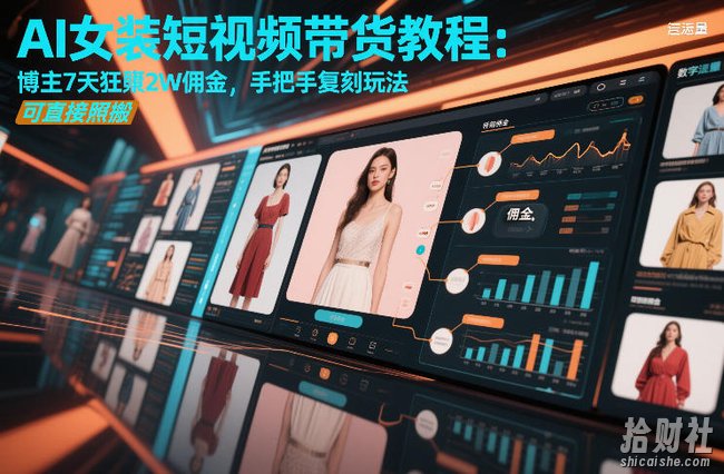 AI女装短视频带货教程:博主7天狂賺2W佣金,手把手复刻玩法,可直接照搬