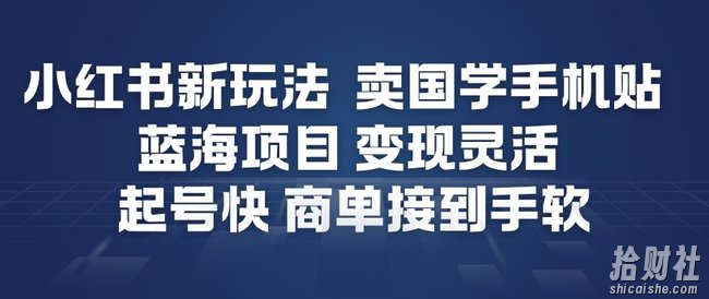 小红书新玩法，卖国学手机贴，蓝海项目，变现灵活，起号快，商单接到手软