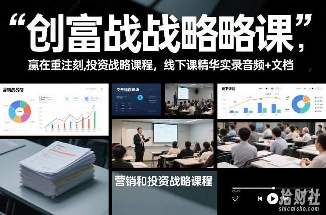 创富战略课,赢在重注时刻,营销和投资战略课程,线下课精华实录音频+文档