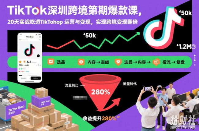 TikTok深圳跨境第2期爆款课,20天实战吃透TikTok Shop运营与变现,实现跨境变现翻倍