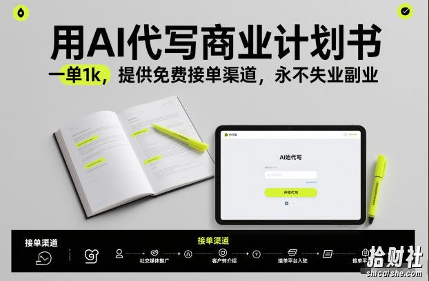 用AI代写商业计划书,一单1k,提供免费接单渠道,永不失业副业