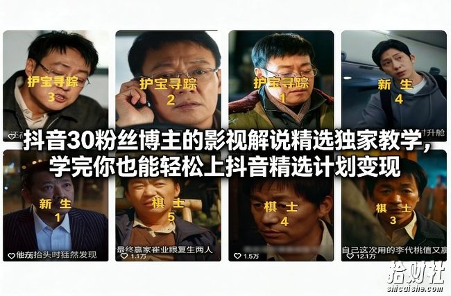 抖音30万粉丝博主的影视解说精选独家教学,学完你也能轻松上抖音精选计划变现
