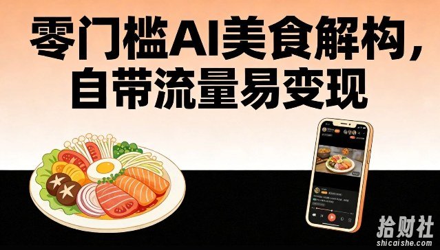 零门槛AI美食解构,自带流量易变现