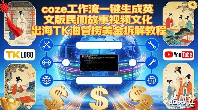 Coze扣子工作流一键生成英文版民间故事视频,文化出海TK油管捞美金拆解教程
