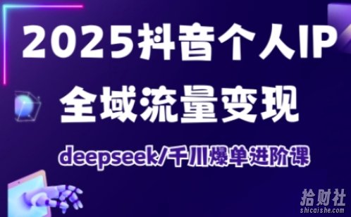 抖音个人IP全域流量变现进阶课,deepseek千川爆单进阶课(更新2026)