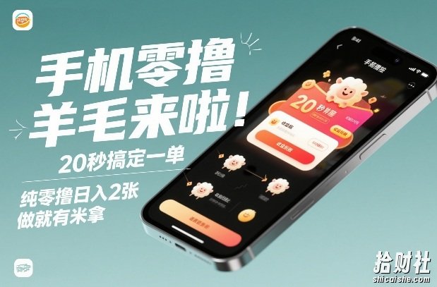 手机零撸薅羊毛来啦!20秒搞定一单,纯零撸日入2张,做就有米拿【揭秘】