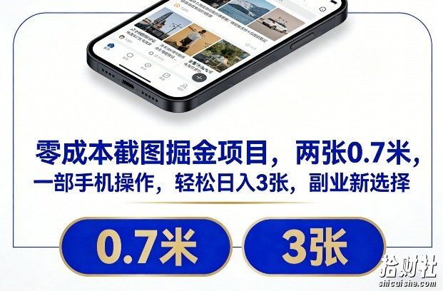 零成本截图掘金项目,两张0.7米,一部手机操作,轻松日入3张,副业新选择【揭秘】