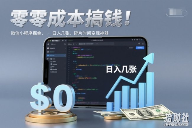 零成本搞钱,微信小程序掘金,简单易操作,日入几张,碎片时间变现神器【揭秘】