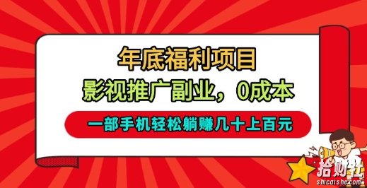 年底福利项目，影视推广副业，一部手机轻松躺入几十上百【揭秘】