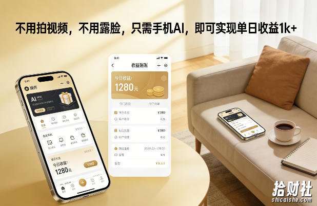 不用拍视频，不用露脸，只需手机AI，即可实现单日收益1k+【揭秘】