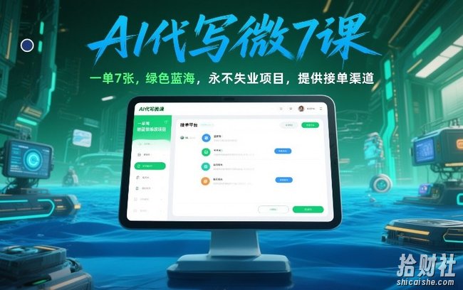 AI代写微课,一单7张,绿色蓝海,永不失业项目,提供接单渠道!