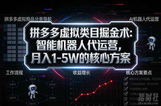 拼多多虚拟类目掘金术:智能机器人代运营,月入1-5W的核心方案【揭秘】