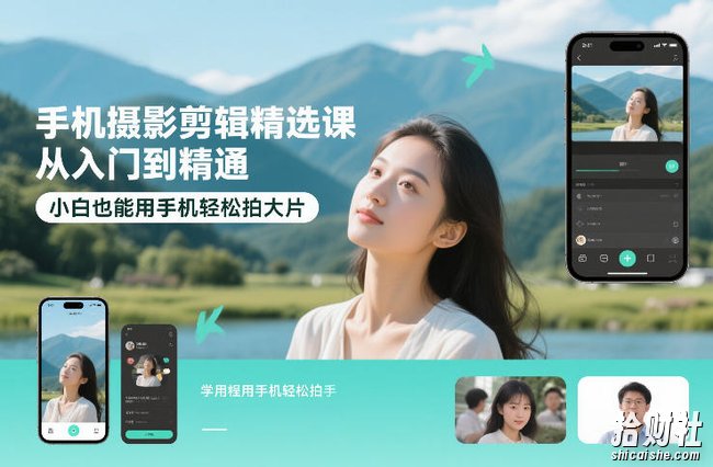 手机摄影剪辑精选课,从入门到精通,小白也能用手机轻松拍大片