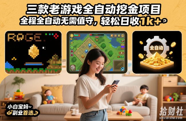 三款老游戏全自动挖金项目,全程全自动无需值守,轻松日收1k+,小白宝妈副业首选【揭秘】