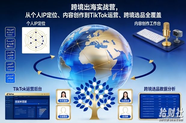 跨境出海实战营,从个人IP定位、内容创作到TikTok运营、跨境选品全覆盖