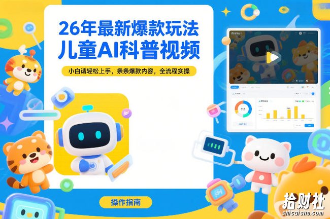 26年最新爆款玩法，儿童AI科普视频，小白请轻松上手，条条爆款内容，全流程实操