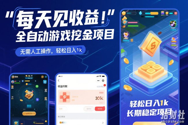 每天见收益，全自动游戏挖金项目，无需人工操作，轻松日入1k，长期稳定项目【揭秘】